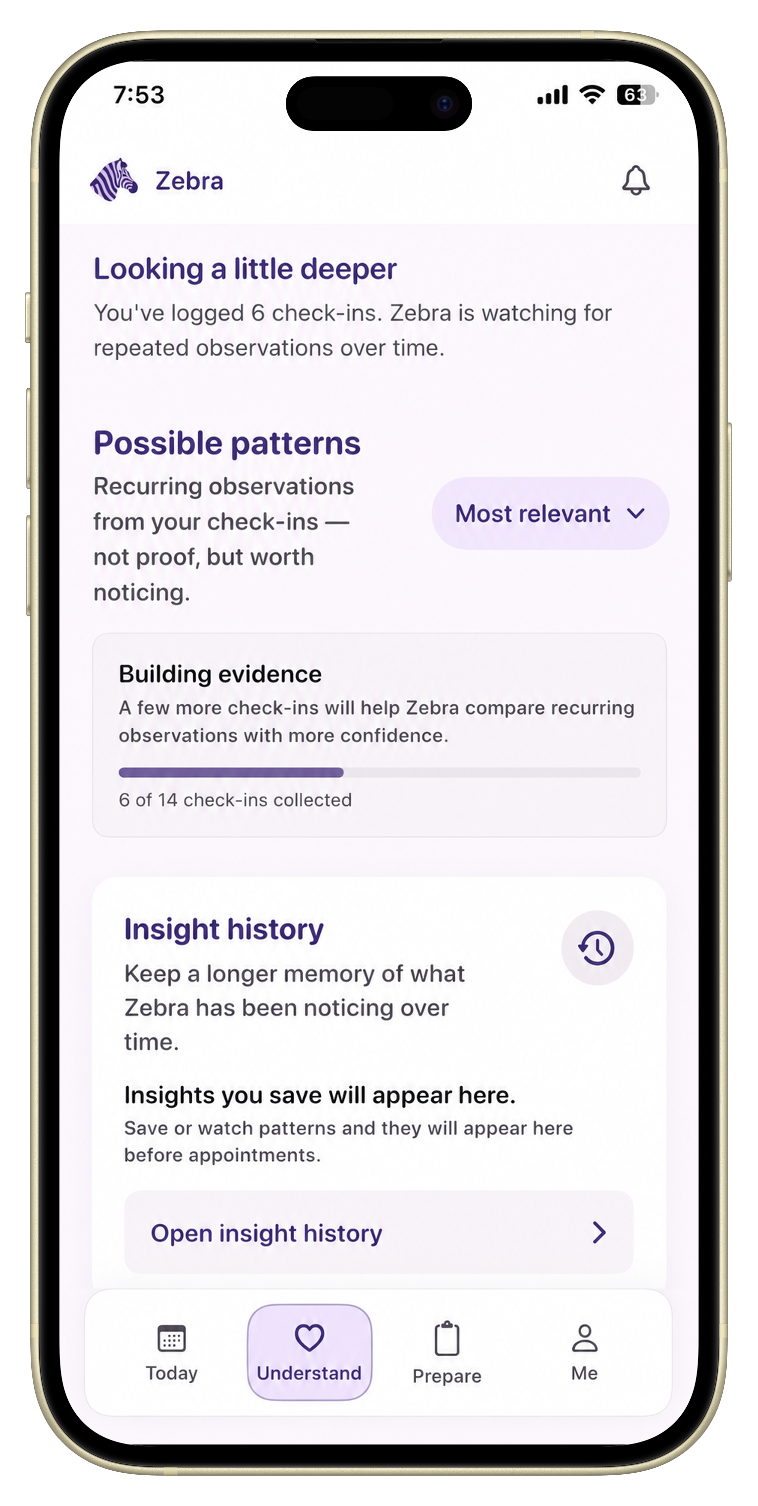 Pattern review screen for overlapping EDS and dysautonomia symptoms.